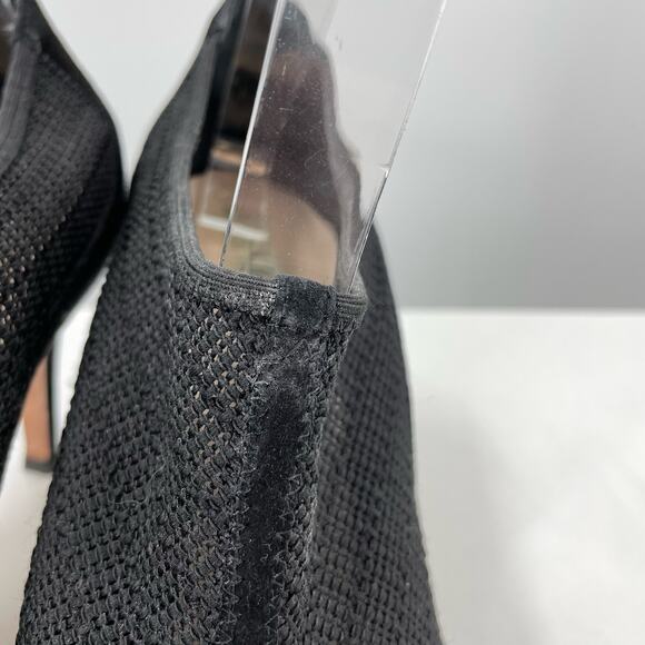 L.K. Bennett Lara Black Suede Mesh Peep Toe Booties Heels 38 7 Dark Romantic - Picture 6 of 12